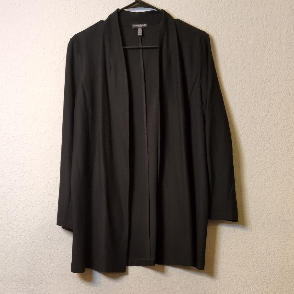 Eileen Fisher Black Open Front Cardigan